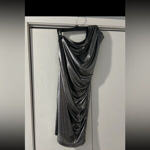 Metallic Draped Dress